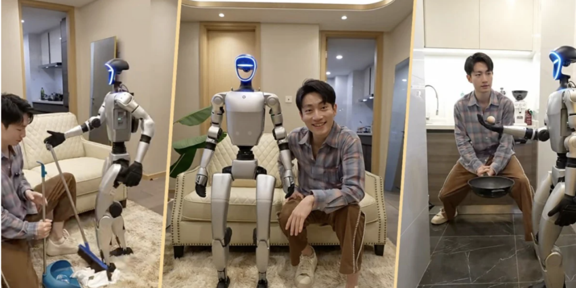 Influencer in China rents robot for $1,400 a day to do housework, and go on date with him